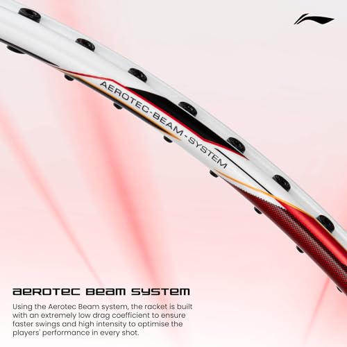 Li-Ning G-Force 5900 Superlite Strung Badminton Racquet with Free Head Cover| 79 Grams (White/Red/Black) - Image 4