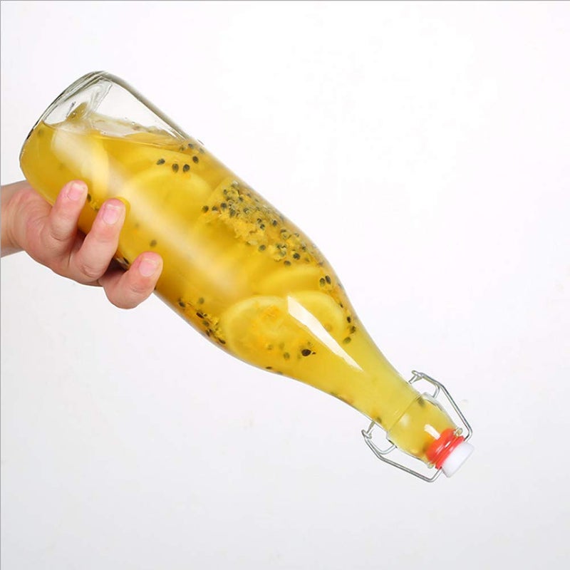 pepplo Clear Glass Bottles with Stopper for Home Brewing Beer & Airtight Silicone Seal (Round 500ml Pack 2) - Image 2