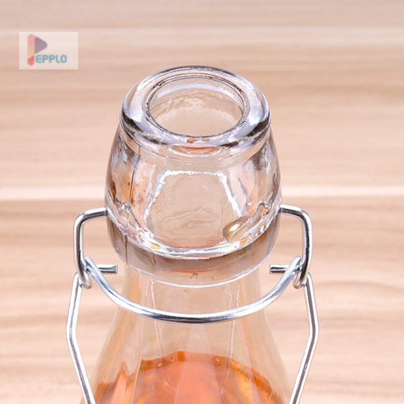 pepplo Clear Glass Bottles with Stopper for Home Brewing Beer & Airtight Silicone Seal (Round 500ml Pack 2) - Image 3