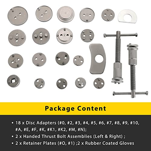 Acymner 24PCS Disc Brake Caliper Tool Kit | Heavy Duty Disc Brake Piston Caliper Compressor Rewind Tool Set for Brake Pad Replacement Reset, Fits Most American European Japanese Autos (Black) - Image 2