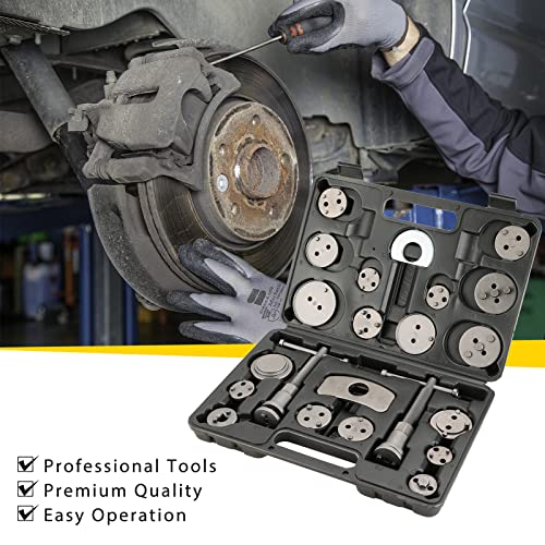 Acymner 24PCS Disc Brake Caliper Tool Kit | Heavy Duty Disc Brake Piston Caliper Compressor Rewind Tool Set for Brake Pad Replacement Reset, Fits Most American European Japanese Autos (Black) - Image 5
