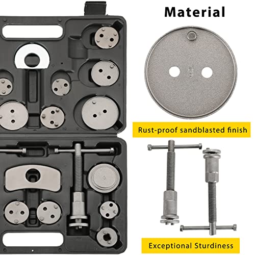 Acymner 24PCS Disc Brake Caliper Tool Kit | Heavy Duty Disc Brake Piston Caliper Compressor Rewind Tool Set for Brake Pad Replacement Reset, Fits Most American European Japanese Autos (Black) - Image 3