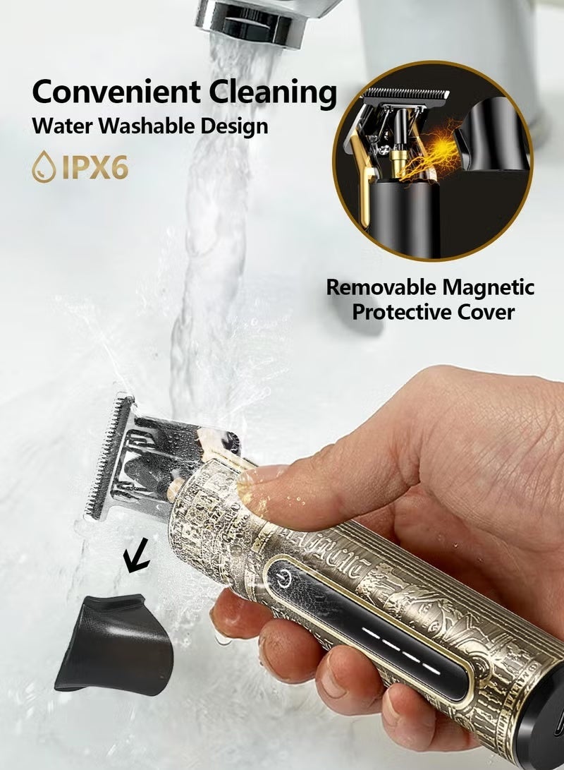دوشر ماكينة حلاقة كهربائية للرجال، تجمع بين ماكينة قص الشعر (Clipper) وأداة تشذيب (Trimmer)، مزودة بشاشة LCD وبطارية قابلة لإعادة الشحن بسعة 2000mAh. - Image 5