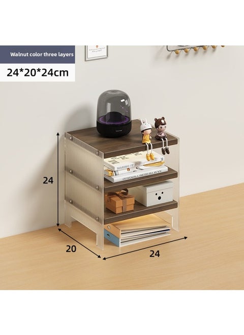 Station Computer Rack Laptop Portable Computer Bracket Desktop Display Pad High Storage Rack Storage Rack-Color:Storage Cabinet Acrylic-walnut Color