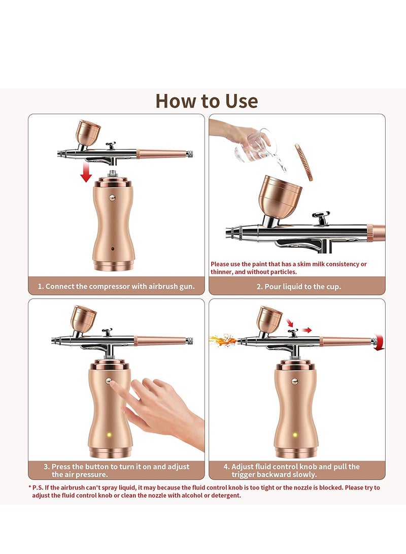Airbrush Kit with Compressor Portable Cordless Air Brush Set for Painting Gravity Feed Dual Action Mini Rechargeable Handheld Airbrush - Image 3