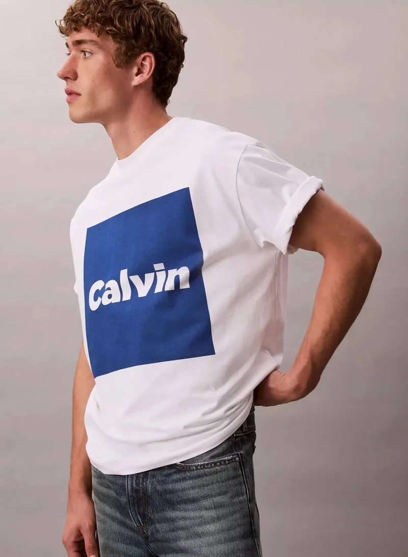 Calvin Klein Jeans Brilliant White Logo Box Graphic Relaxed T-Shirt for Men | Best Price UAE