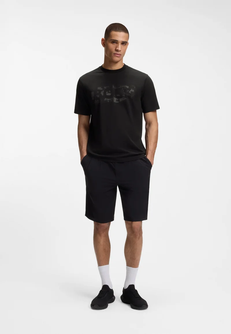 BOSS Black Stretch-cotton T-shirt with logo artwork for Men | Best Price UAE