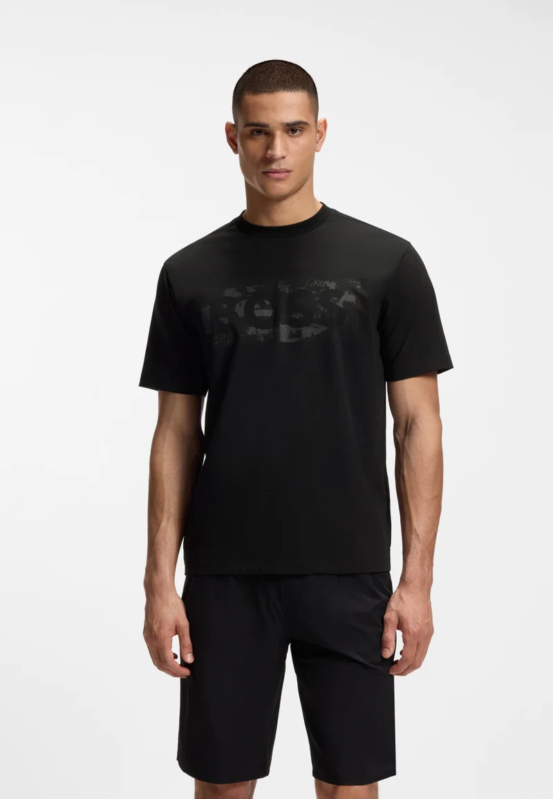 BOSS Stretch-cotton T-shirt with logo artwork