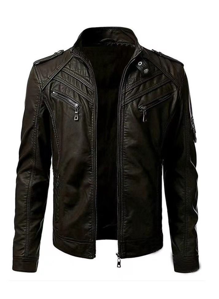 Loquat Men's Fashion Trend Leather Jacket  - Image 1