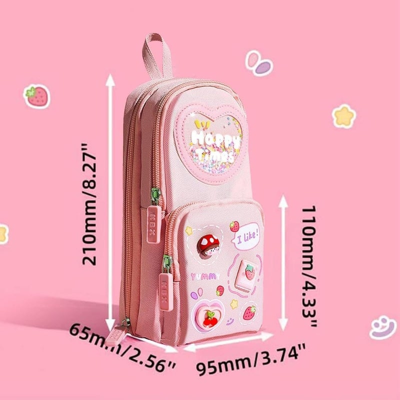 Baethan Kawaii Pencil Pouch 3 Compartment Cute Pencil Poucha Aesthetic Pencil for Erasers+Pink Free for Pencil Pouch Multifunctional Stationery Organizer for School Office (Erasers+Pink) - Image 3