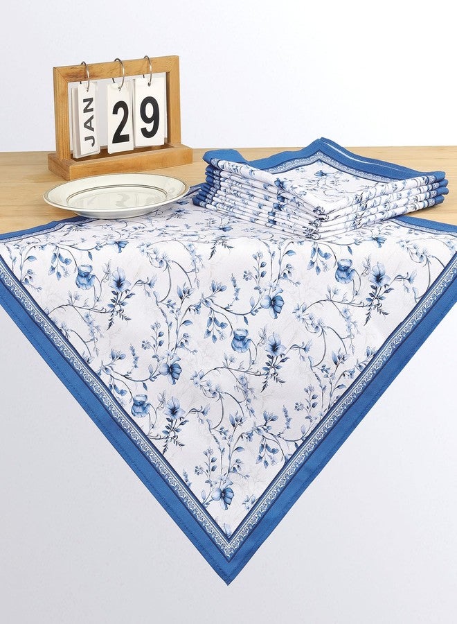 Arquiel Blue Rose Watercolor Floral Print Cloth Napkins 100% Cotton, 18" X 18" Dinner Napkins Cloth Set, Washable Napkins for Home, Kitchen, Dinner, Party, Wedding, Cocktail, Set of 6 - Image 2