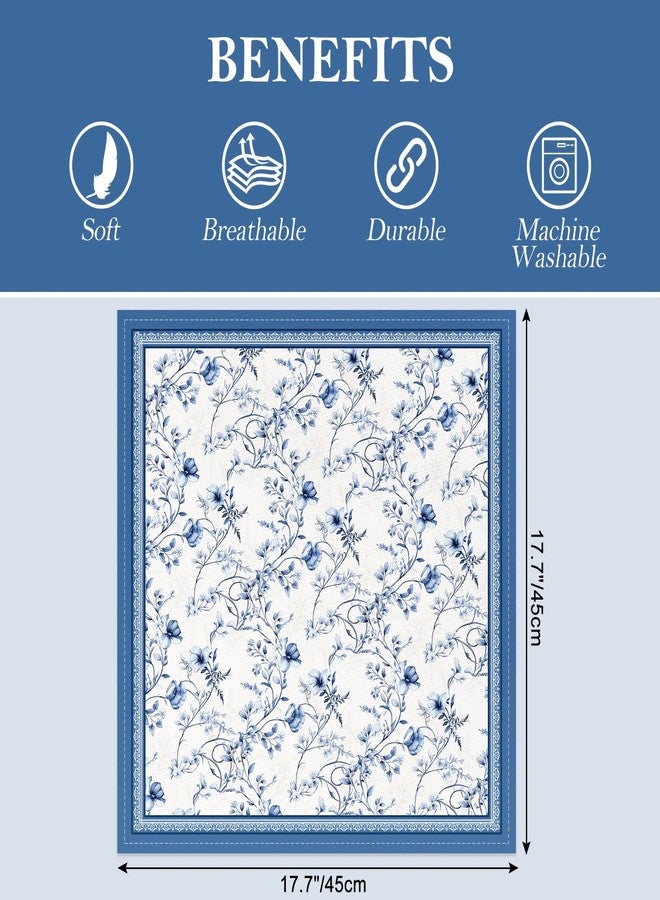 Arquiel Blue Rose Watercolor Floral Print Cloth Napkins 100% Cotton, 18" X 18" Dinner Napkins Cloth Set, Washable Napkins for Home, Kitchen, Dinner, Party, Wedding, Cocktail, Set of 6 - Image 3