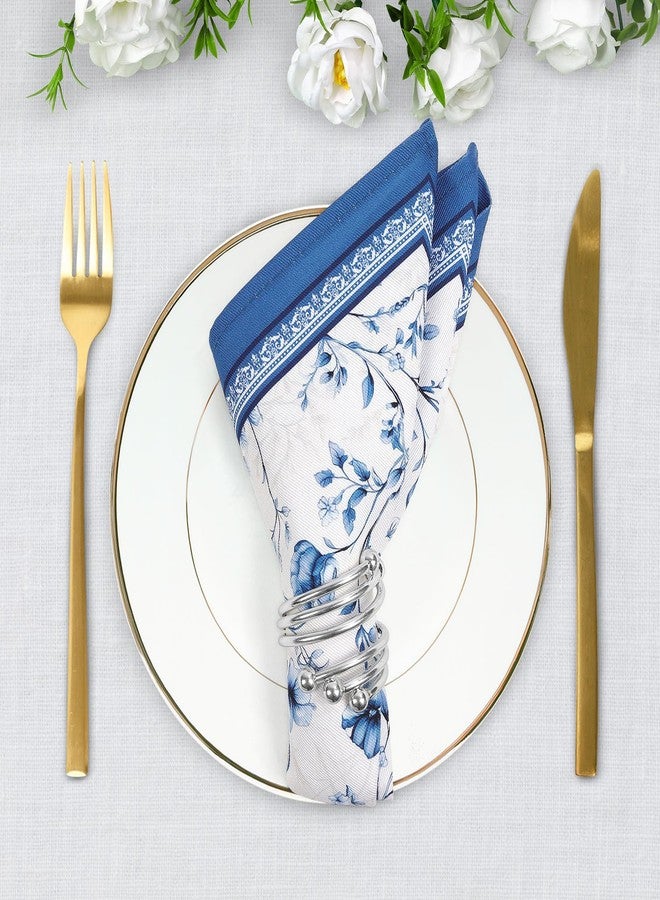 Arquiel Blue Rose Watercolor Floral Print Cloth Napkins 100% Cotton, 18" X 18" Dinner Napkins Cloth Set, Washable Napkins for Home, Kitchen, Dinner, Party, Wedding, Cocktail, Set of 6 - Image 4