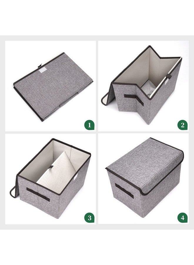 Bagnizer Large 42 Quarts Fabric Storage Bins with Lids [2-Pack] Linen Collapsible Foldable Storage Cubes, Closet Organizer Containers boxes with Handles for Home Office (16.7 x 12 x 12, Gray) - Image 3