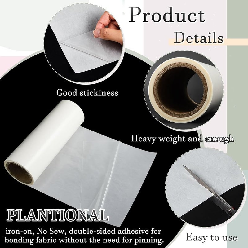 NALACAL 11.8Inches x 15 yd Iron on Adhesive Film Double Sided Heavyweight Interfacing Bonding Press Permanent Fusible Webbing for Fabric Applique Fabric Adhesive Roll for Quilting Sewing Craft - Image 3