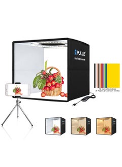 Foldable Portable Photography Shooting Box,Photo Lighting Studio with 3 Modes Dual Color Temperature Ring Light and 12 Color Backdrops