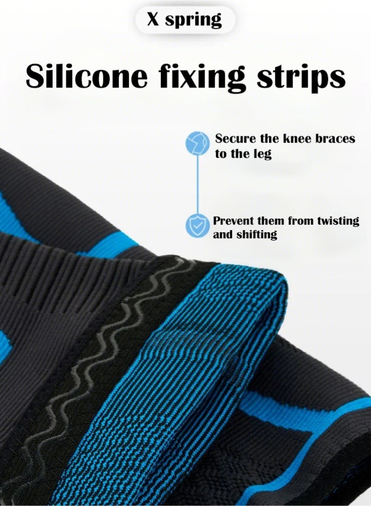 X spring Knee Pain Relief, 2-Pack Knee Pain, Weightlifting Knee Compression Sleeve, Knee Support, Elastic Wrap Knee Pain for Knee (Size M, Blue) - Image 5
