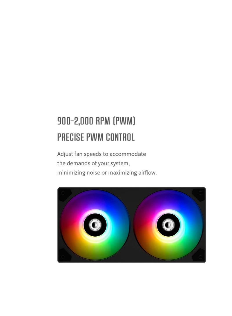 ID-COOLING ICEFAN 240 ARGB, 240mm Case Fan PWM CPU Cooling Fan 2-in-1Addressable RGB Fan 5V 3PIN Connector, Cable Management Fan for Radiator/PC Chassis - Image 5