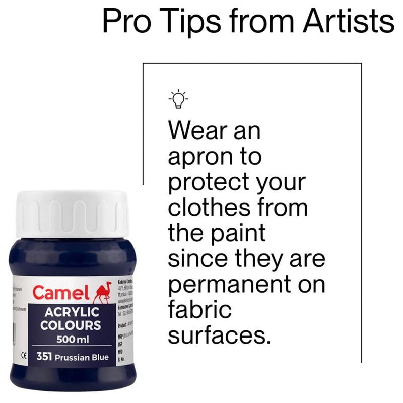Camel Fabrica Acrylic Colours Prussian Blue 500ML - Image 5