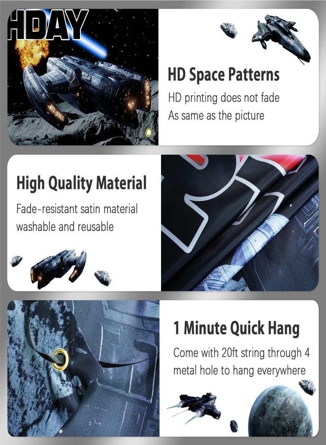 Heboland Space Battleship Wars Themed Birthday Decorations Backdrop Banner, Large Size 3 x 5Ft Star Galaxy Universe Background Banner for Baby Boys Kids Party Decorations - Image 4