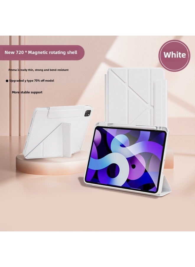 Suitable For Ipadair6 Protective Case With Pen Slot Magnetic Split Protective Case Apple Flat Light Anti-bending Drop All-inclusive-Color:Snow Area White-Applicable Models:Ipad Pro 2021 Version Full Screen( 12.9inch )  - Image 1