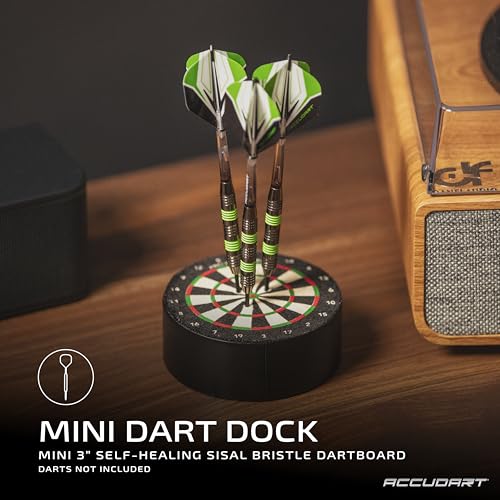 Accudart Mini Dart Dock - 3" Self Healing Sisal Dartboard - Official Mini Replica - Store Your Darts Anywhere - Darts Not Included, Black - Image 2
