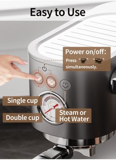 Walphin Espresso Machine Coffee Maker Cappuccino Machine Latte Machine 20Bar 1350W 1200Ml Water Tank with Milk Frother Steam Wand for Home and Office Dormitory Hotel  - Image 5