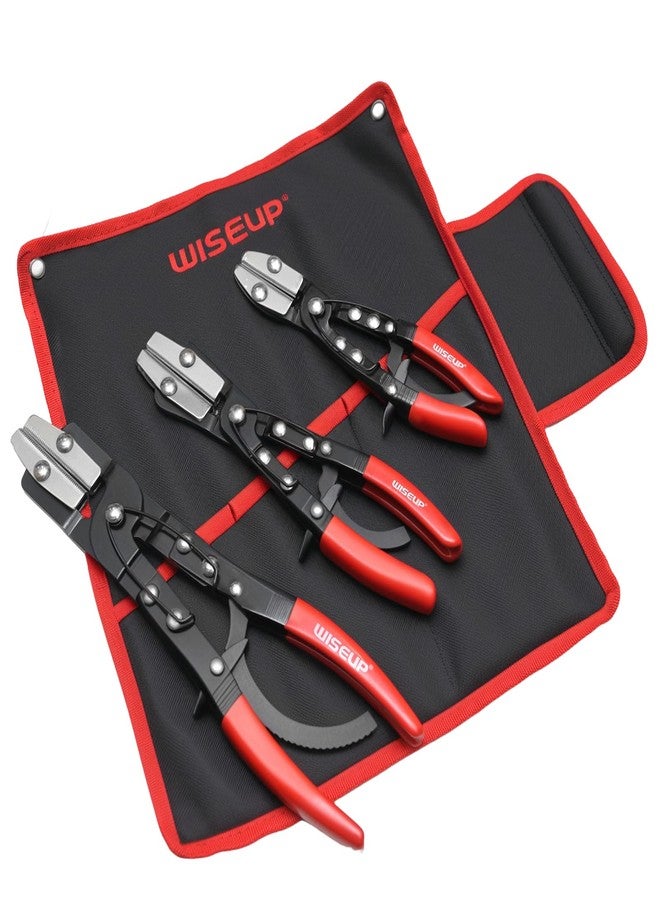 وايزأب كماشة WISEUP لقص الخراطيم، 3 قطع - كماشة سقاطة بطول 8 و10 و12 بوصة لخطوط المبرد والوقود وسائل التبريد في السيارات مع حقيبة تخزين - Image 1