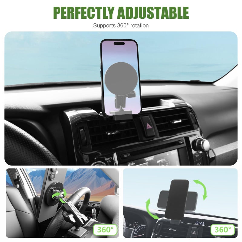 Qyebbk Metal Magnetic Phone Mount Holder for 2010-2024 Toyota 4Runner Strong Magnet Dash Cell Phone Cradles Adjustable Phone Stand Accessories for MagSafe All Smartphone(Classic Version) - Image 4