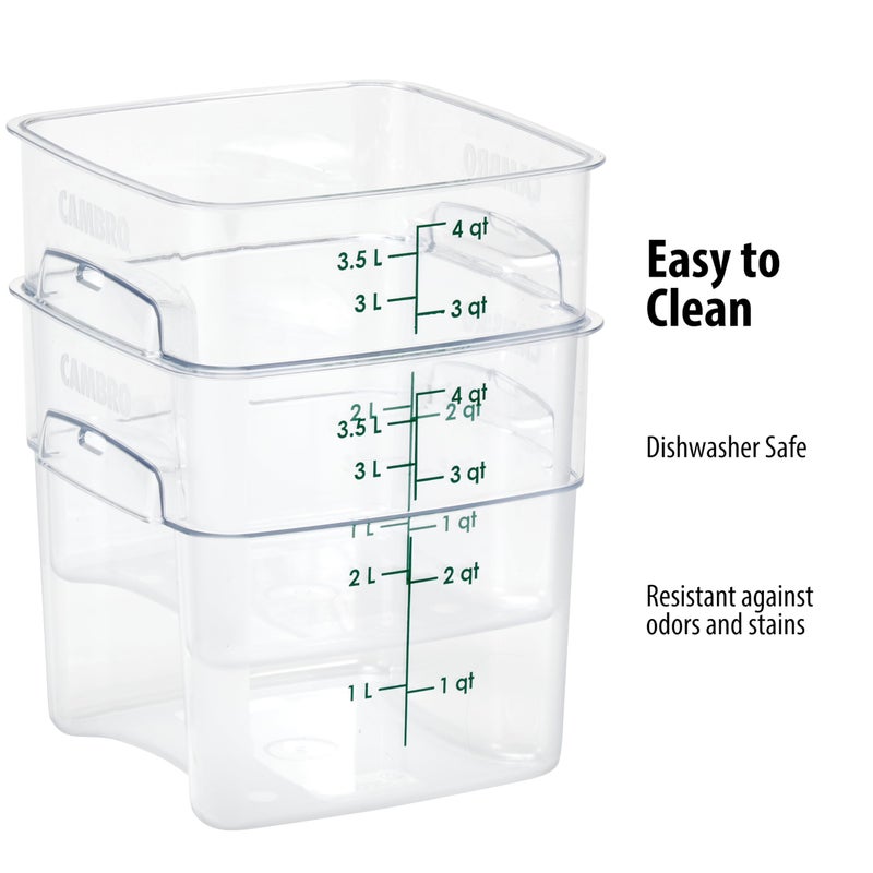 Cambro Cambro 4 QT (Quart) Food Storage Container with Lid (2 Pack) - FreshPro Series (Clear)  - Image 3