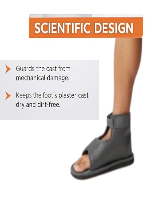 MEDTRIX Orthopedic Cast Shoe for Fractured Foot | Anti-Slip Rocker Sole | Adjustable Velcro Straps | Left/Right Foot | Men & Women (L) GREY - Image 4