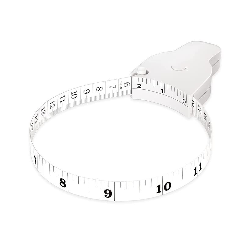H K J House Body Measuring Tape 60 Inch Weight Loss Retractable Measure Tape with Lock Pin and Push Button for Fitness Tailor Sewing White - Image 1