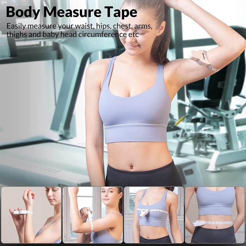 H K J House Body Measuring Tape 60 Inch Weight Loss Retractable Measure Tape with Lock Pin and Push Button for Fitness Tailor Sewing White - Image 5