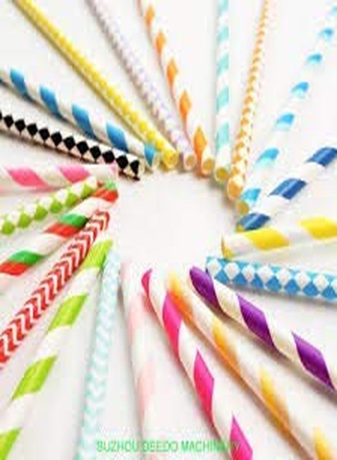 إي شوبينج عبوة من 100 قطعة من شفاطات الشرب الورقية القابلة للتحلل الحيوي من إي شوبينج® بقطر 6 مم للعصائر والمشروبات المخفوقة والسموذي ومستلزمات الحفلات والديكورات (ألوان وتصاميم عشوائية) - Image 4