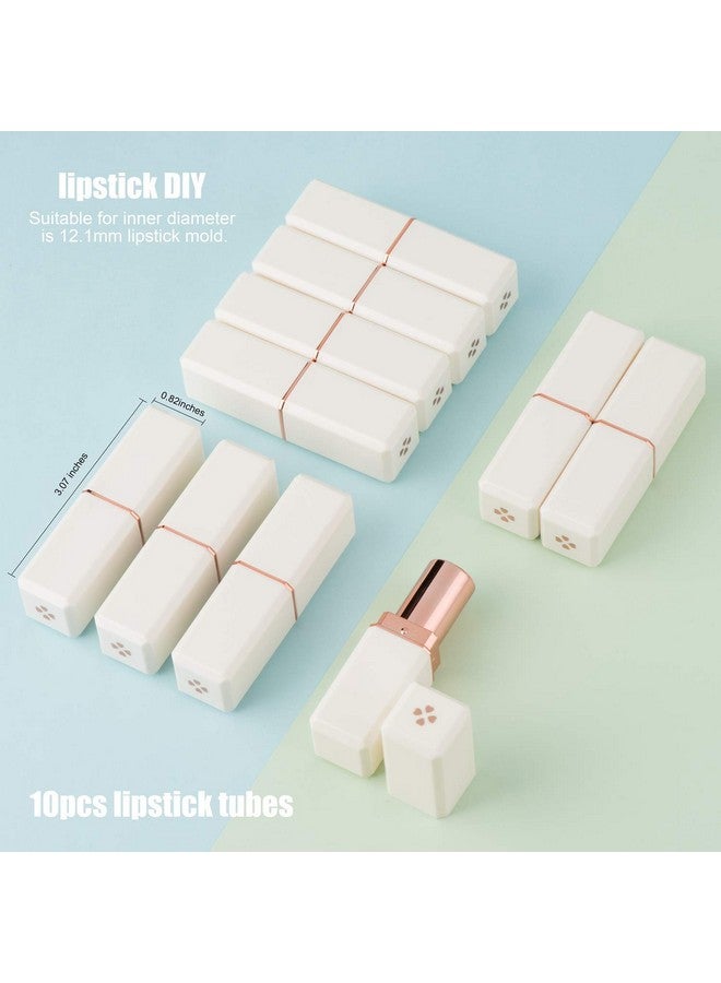 Allwon 10Pcs White Empty Lipstick Tubes Diy Lip Balm Container (Square Tube) - Image 3