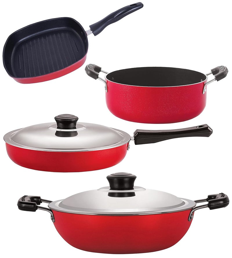 Nirlon Nirlon Non Stick Coating Aluminium Heat Resistance Cookware Gift Set of 4 Pieces with Bakelite Handle FP13_DKDJ_GP225_CS24  - Image 1
