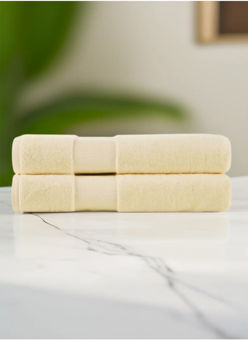1Chase Luxury Cotton Bath Towels – Set of 2 Large Beige Towels | 70x140 cm, 600 GSM, Ultra-Soft & Absorbent Hotel & Spa Quality