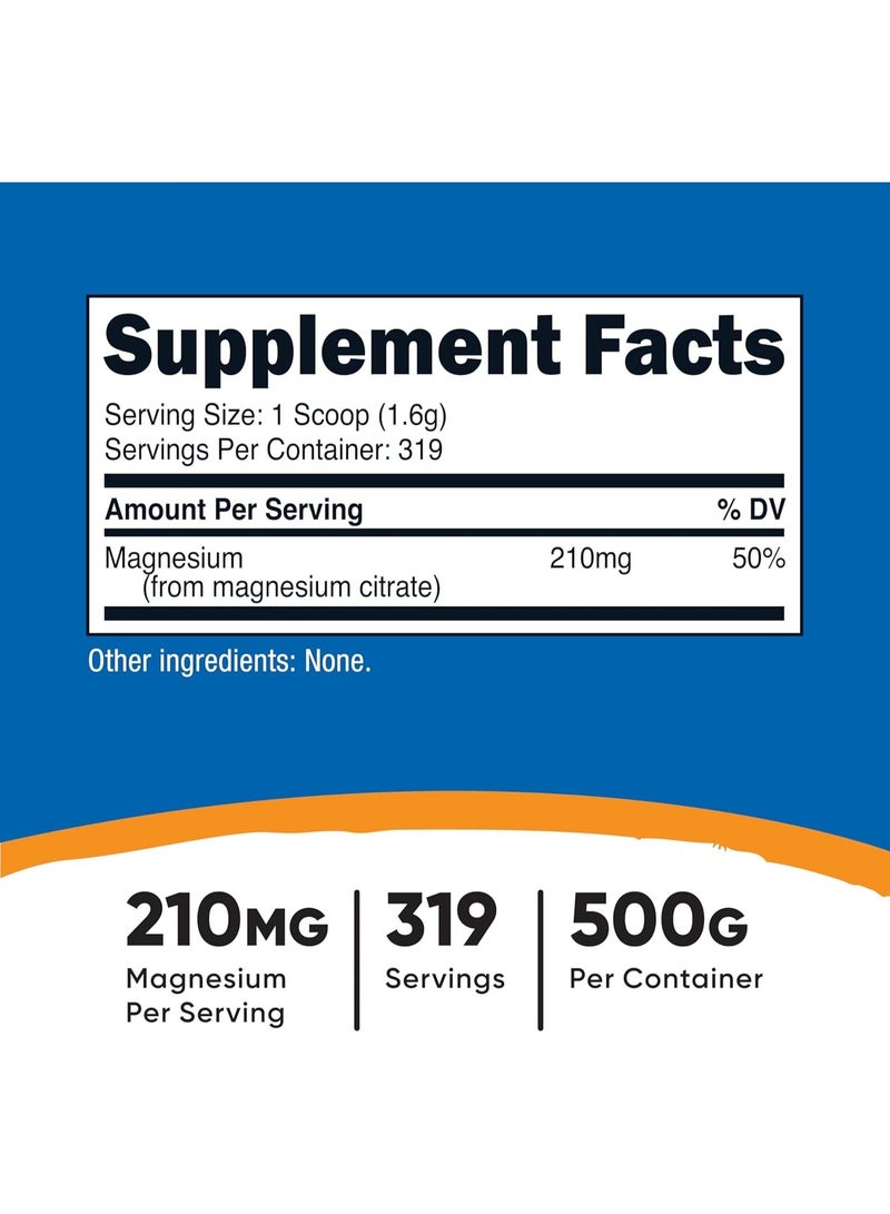 Nutricost مسحوق سترات المغنيسيوم (بدون نكهة، 500 جرام) - Image 1