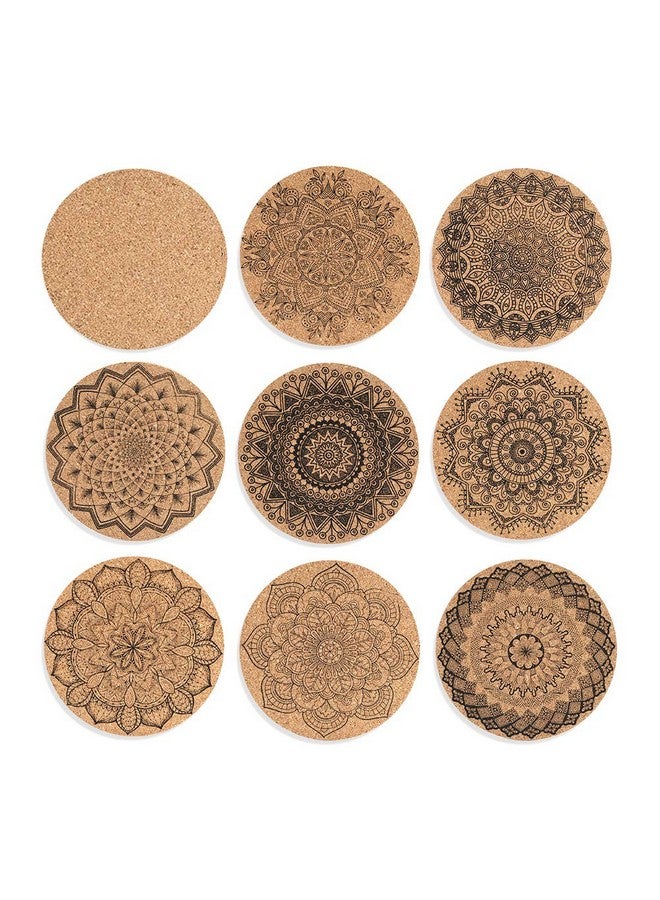 سوليبي قواعد أكواب من الفلين من سوليبي، قابلة لإعادة الاستخدام، مجموعة قواعد أكواب دائرية من الفلين للمنزل والمكتب والبار والمطعم - 4 بوصات (عبوة من 9 قطع) - Image 3