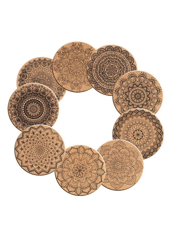 سوليبي قواعد أكواب من الفلين من سوليبي، قابلة لإعادة الاستخدام، مجموعة قواعد أكواب دائرية من الفلين للمنزل والمكتب والبار والمطعم - 4 بوصات (عبوة من 9 قطع) - Image 4