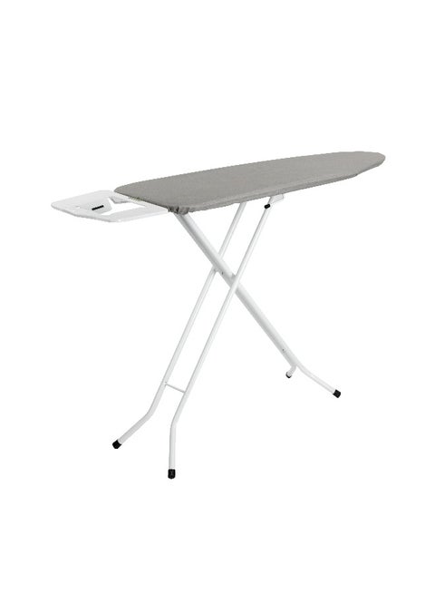 Royalford RF10089 Metalic Coated Classic Ironing Board - Adjustable Height 139 CM |  Width 34 CM | Length 110 CM|  Durable Heat Resistant Cotton Cover with 8mm Foam Pad for Large Size | Foldable Design | Non Slip Feet | Grey/White Grey/White 34 x 131 x 83cm