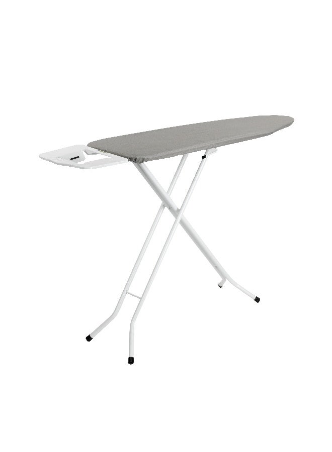 Royalford RF10089 Metalic Coated Classic Ironing Board - Adjustable Height 139 CM |  Width 34 CM | Length 110 CM|  Durable Heat Resistant Cotton Cover with 8mm Foam Pad for Large Size | Foldable Design | Non Slip Feet | Grey/White - Image 1