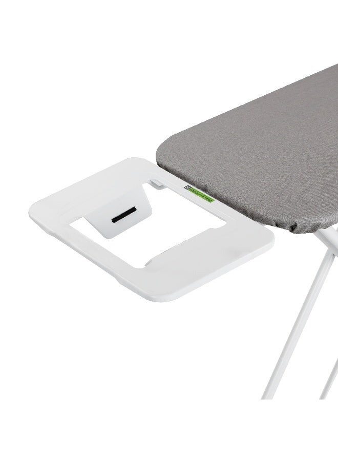 Royalford RF10089 Metalic Coated Classic Ironing Board - Adjustable Height 139 CM |  Width 34 CM | Length 110 CM|  Durable Heat Resistant Cotton Cover with 8mm Foam Pad for Large Size | Foldable Design | Non Slip Feet | Grey/White - Image 5