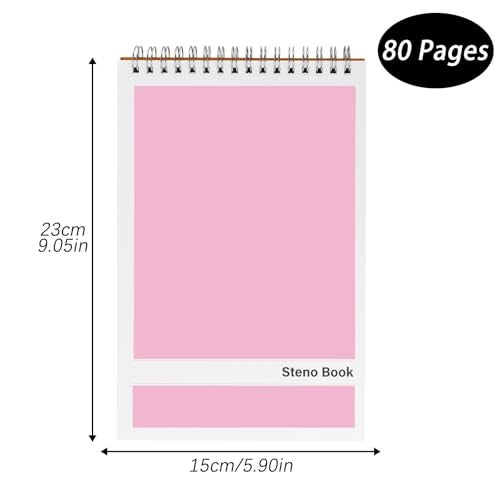 Duxesuk Steno Pads – 6x9 Inches 80 Sheets Steno Notebooks for Writing Notes in School, University, College & Office (2PCS Pink) - Image 3