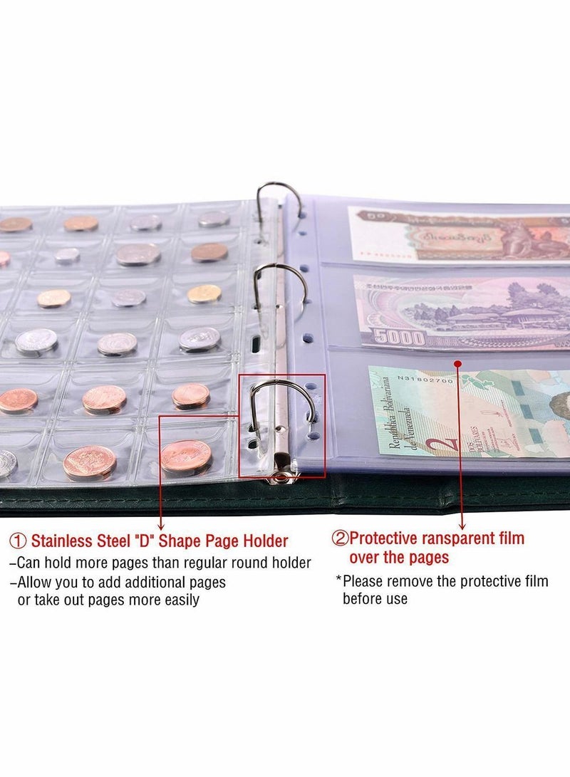 NIBEMINENT Coin Collecting Holder Album Paper Money Currency Leather Pockets Collection Supplies Holders Large Storage Book for Collectors Bill Commemorative - Image 4