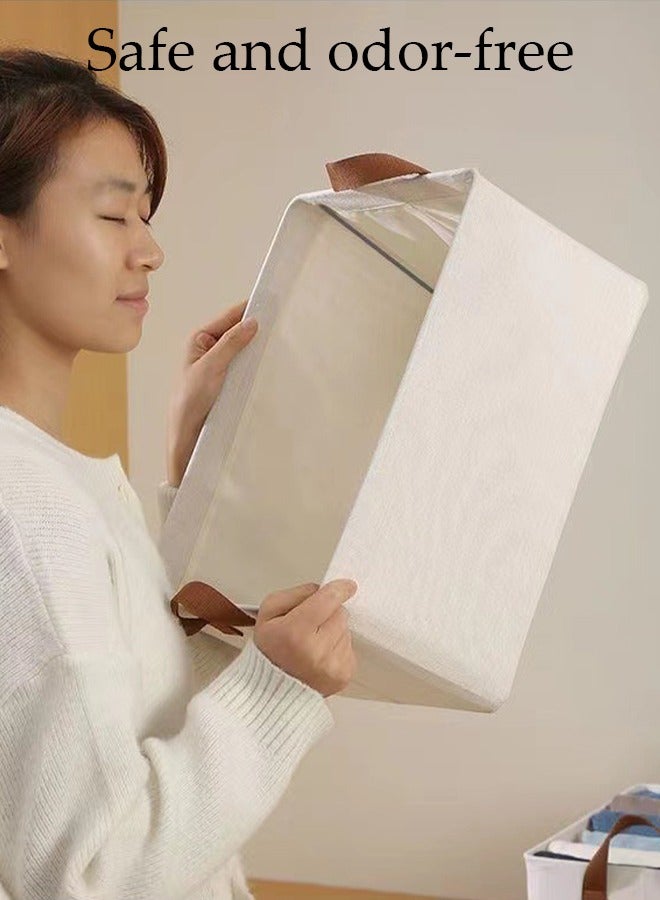 DUNISO Wardrobe organizer 3 pieces, foldable fabric wardrobe clothing storage box with sturdy handles, 35L large capacity shelf storage basket, metal frame storage box for storing clothes and toys - Image 5