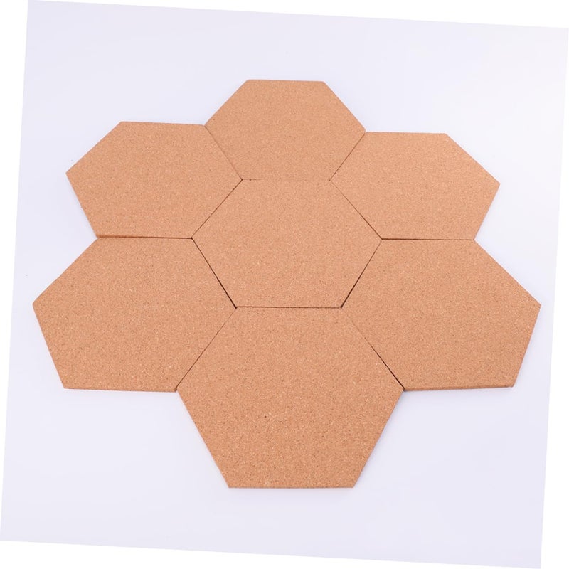 Self Adhesive Hexagon Cork Memo Board Light Brown Bulletin Board Tiles for Home Office Decor - Image 3