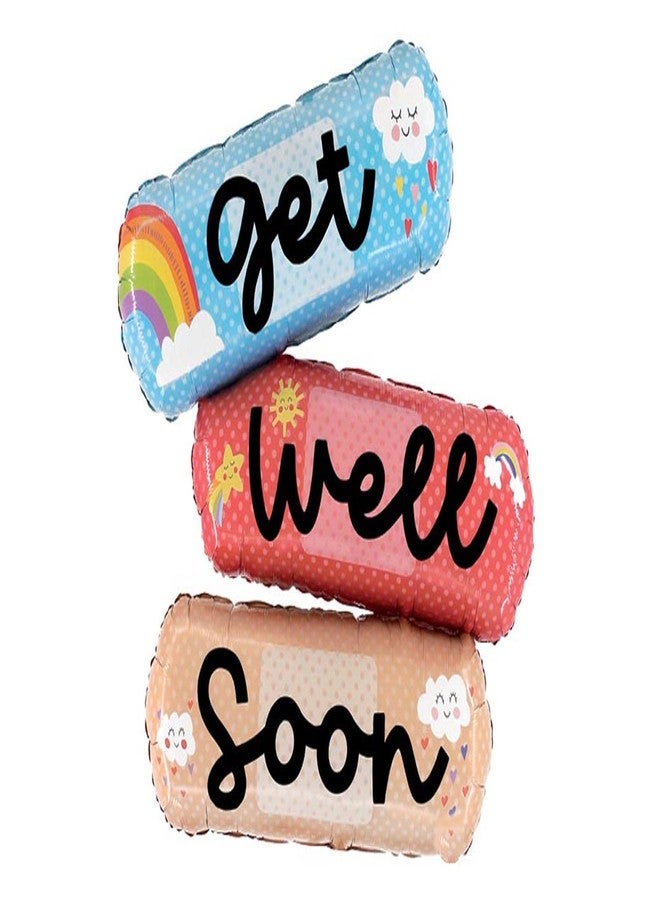 Artisan Owl Cheerful Get Well Soon Colorful Bandaid 47" Foil Party Balloon - Image 1