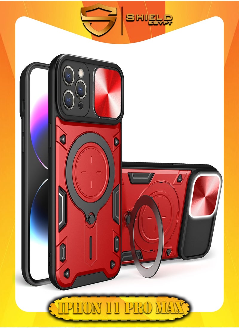 SHIELD EGYPT - SHIELD EGYPT For iPhone 12 Pro Max Armored Camera Shield Cover Camera Lend Protection, Built-in 360° (Red) - Image 1