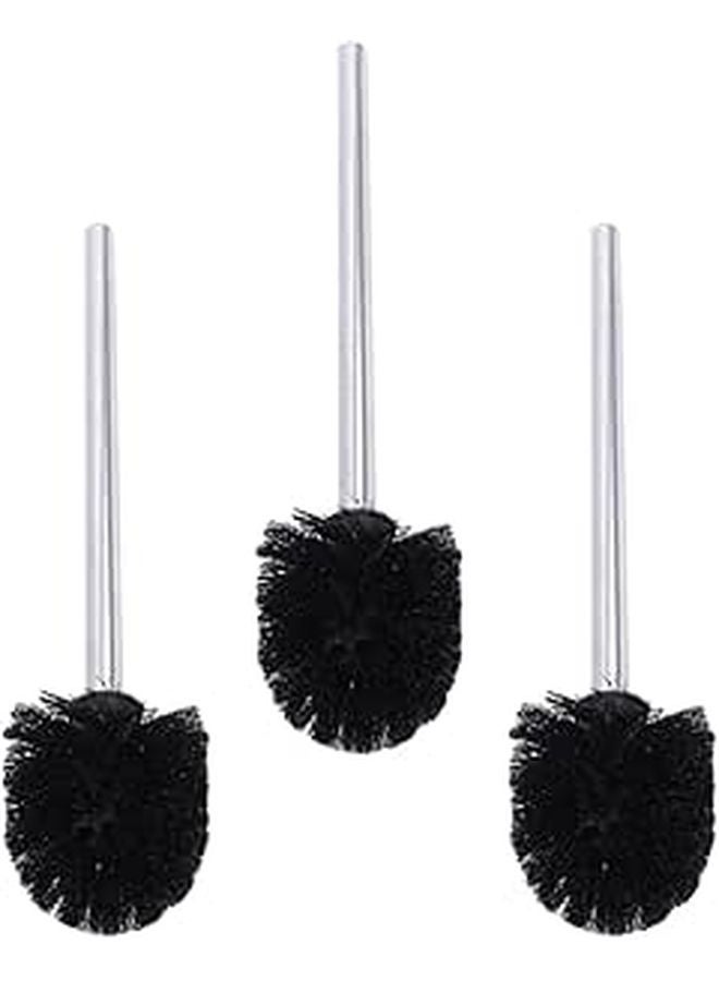 Black Plastic Toilet Brush Replacement Heads 3 Pack Deep Cleaning Bathroom Refill - Image 1